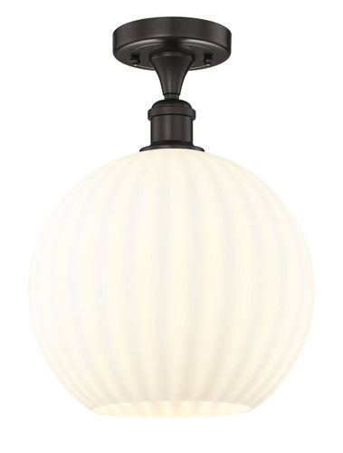 White Venetian - 1 Light - 12 inch - Oil Rubbed Bronze - Semi-Flush Mount (616-1F-OB-G1217-12WV)