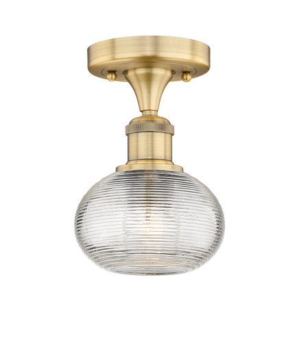 Ithaca - 1 Light - 6 inch - Brushed Brass - Semi-Flush Mount (616-1F-BB-G555-6CL)