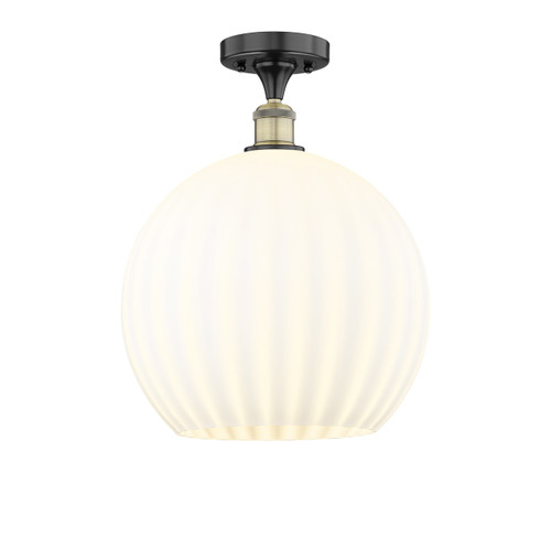 White Venetian - 1 Light - 14 inch - Black Antique Brass - Semi-Flush Mount (616-1F-BAB-G1217-14WV)