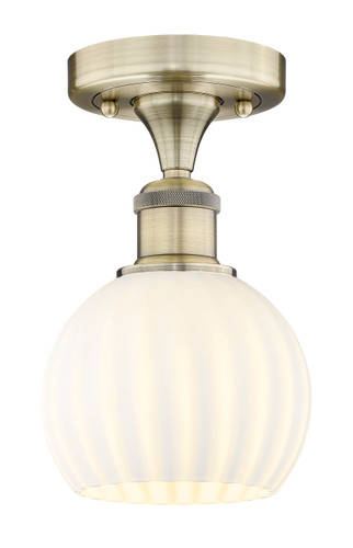 White Venetian - 1 Light - 6 inch - Antique Brass - Semi-Flush Mount (616-1F-AB-G1217-6WV)