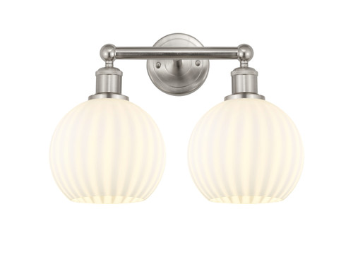White Venetian - 2 Light - 17 inch - Satin Nickel - Bath Vanity Light (616-2W-SN-G1217-8WV)