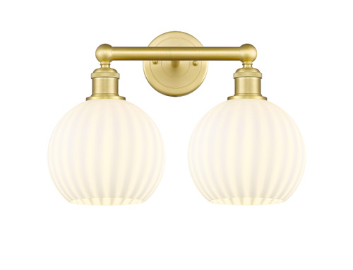 White Venetian - 2 Light - 17 inch - Satin Gold - Bath Vanity Light (616-2W-SG-G1217-8WV)
