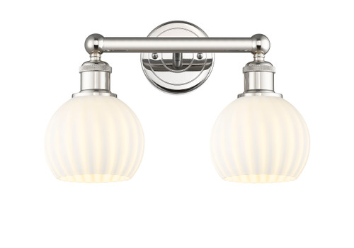 White Venetian - 2 Light - 15 inch - Polished Nickel - Bath Vanity Light (616-2W-PN-G1217-6WV)