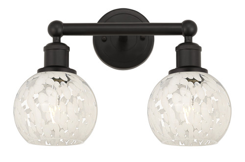 White Mouchette - 2 Light - 15 inch - Oil Rubbed Bronze - Bath Vanity Light (616-2W-OB-G1216-6WM)