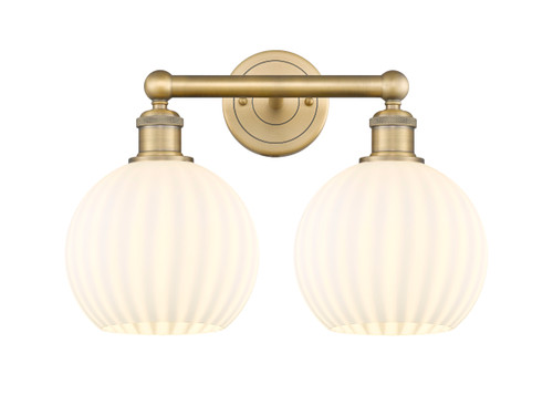 White Venetian - 2 Light - 17 inch - Brushed Brass - Bath Vanity Light (616-2W-BB-G1217-8WV)