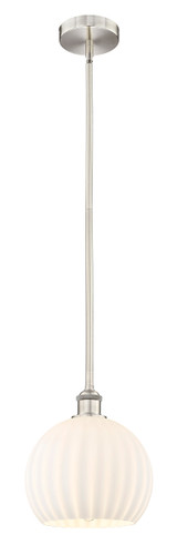 White Venetian - 1 Light - 10 inch - Brushed Satin Nickel - Stem Hung - Mini Pendant (616-1S-SN-G1217-10WV)