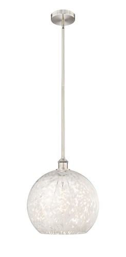 White Mouchette - 1 Light - 14 inch - Brushed Satin Nickel - Stem Hung - Pendant (616-1S-SN-G1216-14WM)