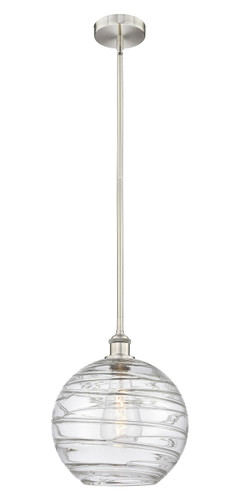 Athens Deco Swirl - 1 Light - 12 inch - Brushed Satin Nickel - Cord hung - Mini Pendant (616-1S-SN-G1213-12)
