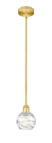 Athens Deco Swirl - 1 Light - 6 inch - Satin Gold - Cord hung - Mini Pendant (616-1S-SG-G1213-6-LED)