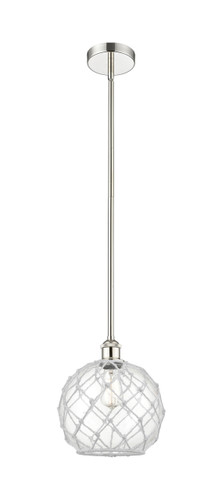 Farmhouse Rope - 1 Light - 10 inch - Polished Nickel - Cord hung - Mini Pendant (616-1S-PN-G122-10RW)
