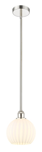 White Venetian - 1 Light - 8 inch - Polished Nickel - Stem Hung - Mini Pendant (616-1S-PN-G1217-8WV)