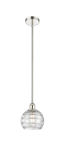 Athens Deco Swirl - 1 Light - 8 inch - Polished Nickel - Cord hung - Mini Pendant (616-1S-PN-G1213-8-LED)