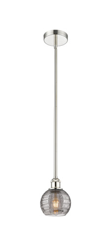 Athens Deco Swirl - 1 Light - 6 inch - Polished Nickel - Cord hung - Mini Pendant (616-1S-PN-G1213-6SM)