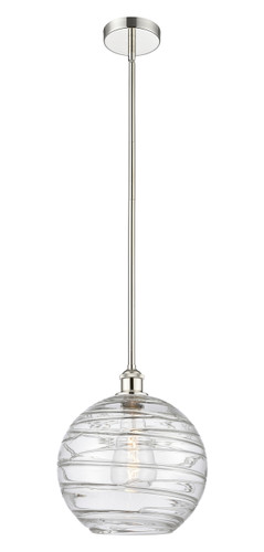 Athens Deco Swirl - 1 Light - 12 inch - Polished Nickel - Cord hung - Mini Pendant (616-1S-PN-G1213-12)