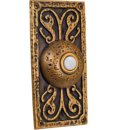 Surface Mount Designer LED Lighted Push Button in Burnished Brass (PB3037-BB)