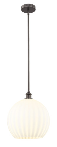 White Venetian - 1 Light - 14 inch - Oil Rubbed Bronze - Stem Hung - Pendant (616-1S-OB-G1217-14WV)