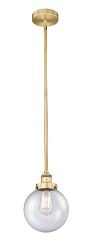 Beacon - 1 Light - 8 inch - Brushed Brass - Cord hung - Mini Pendant (616-1SH-BB-G204-8-LED)