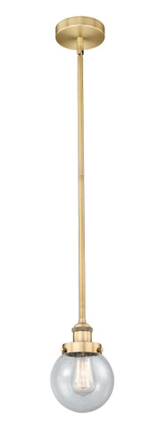 Beacon - 1 Light - 6 inch - Brushed Brass - Cord hung - Mini Pendant (616-1SH-BB-G204-6-LED)