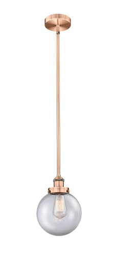 Beacon - 1 Light - 8 inch - Antique Copper - Cord hung - Mini Pendant (616-1SH-AC-G202-8)