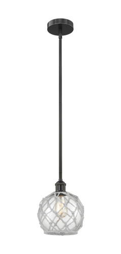 Farmhouse Rope - 1 Light - 8 inch - Matte Black - Cord hung - Mini Pendant (616-1S-BK-G122-8RW)
