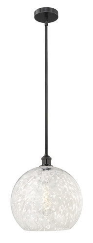 White Mouchette - 1 Light - 14 inch - Matte Black - Stem Hung - Pendant (616-1S-BK-G1216-14WM)