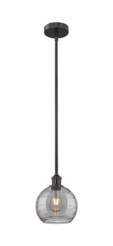 Athens Deco Swirl - 1 Light - 8 inch - Matte Black - Cord hung - Mini Pendant (616-1S-BK-G1213-8SM)