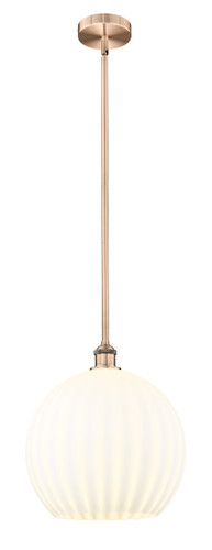 White Venetian - 1 Light - 14 inch - Antique Copper - Stem Hung - Pendant (616-1S-AC-G1217-14WV)