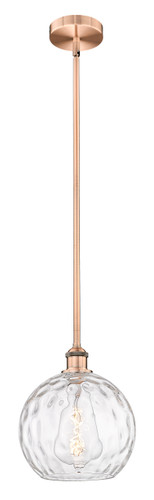 Athens Water Glass - 1 Light - 10 inch - Antique Copper - Cord hung - Mini Pendant (616-1S-AC-G1215-10-LED)