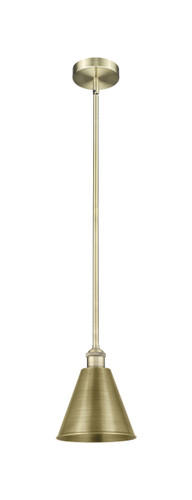 Berkshire - 1 Light - 8 inch - Antique Brass - Cord hung - Mini Pendant (616-1S-AB-MBC-8-AB)