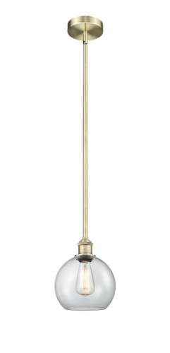 Athens - 1 Light - 8 inch - Antique Brass - Cord hung - Mini Pendant (616-1S-AB-G122-8)
