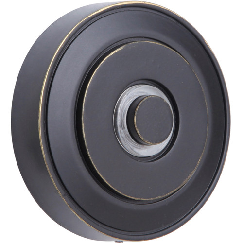 Surface Mount LED Lighted Push Button, Round LED Halo Light in Antique Bronze (PB5003-AZ)