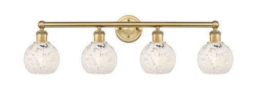 White Mouchette - 4 Light - 33 inch - Brushed Brass - Bath Vanity Light (616-4W-BB-G1216-6WM)