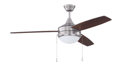 Phaze 3 52" 3-Blade Ceiling Fan in Brushed Polished Nickel w/ Walnut/Dark Oak Blades; Integrated Light Kit (PHA52BNK3)