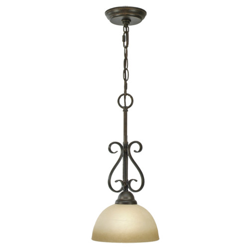 Riverton 1 Light Mini Pendant In Peppercorn With Linen Swirl Glass (1567-M1L PC)