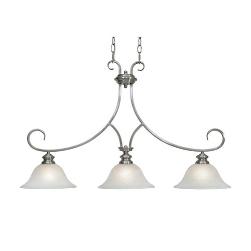 Lancaster 3 Light Linear Pendant In Pewter With Marbled Glass (6005-10 PW)