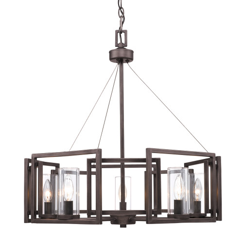 Marco 5 Light Chandelier In Gunmetal Bronze With Clear Glass (6068-5 GMT)