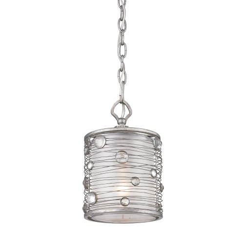 Joia 1 Lt Mini Pendant In Silver With Sterling Mist Fabric Shade (1993-M1L PS)