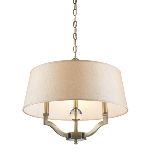 Waverly 3 Lt Pendant, Aged Brass, Silken Parchment Fabric Shade (3500-SF AB-PMT)