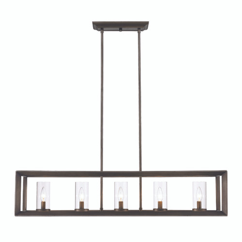 Smyth 5 Light Linear Pendant In Gunmetal Bronze With Clear Glass (2073-LP GMT)