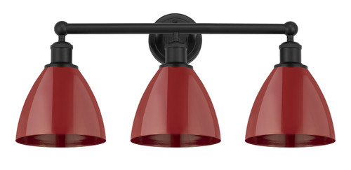 Plymouth - 3 Light - 26 inch - Matte Black - Bath Vanity Light (616-3W-BK-MBD-75-RD)