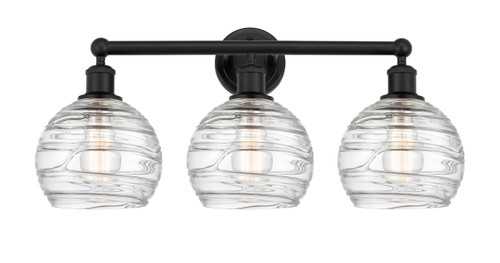 Athens Deco Swirl - 3 Light - 26 inch - Matte Black - Bath Vanity Light (616-3W-BK-G1213-8)
