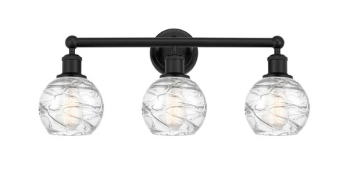 Athens Deco Swirl - 3 Light - 24 inch - Matte Black - Bath Vanity Light (616-3W-BK-G1213-6)