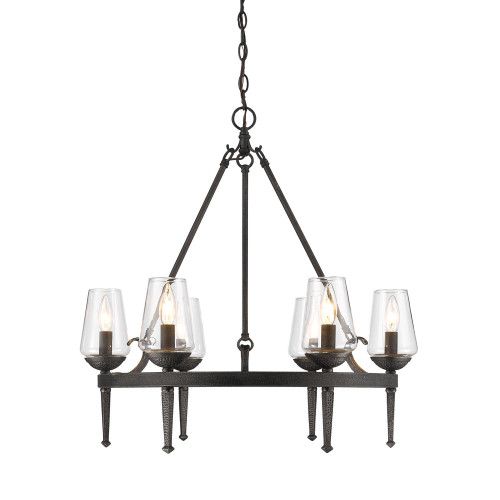 Marcellis 6 Light Chandelier In Dark Natural Iron With Clear Glass (1208-6 DNI)