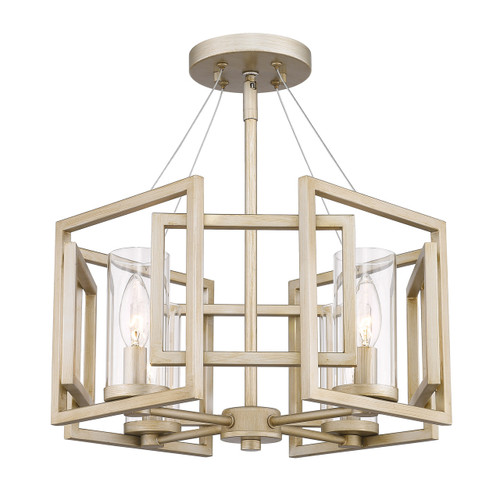 Marco 4 Light Semi-flush/Pendant In White Gold With Clear Glass (6068-SF WG)