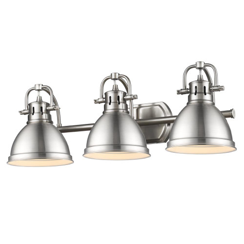 Duncan 3 Light Vanity In Pewter With Matching Steel Shade(s) (3602-BA3 PW-PW)