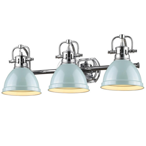 Duncan 3 Light Vanity In Chrome With Seafoam Steel Shade(s) (3602-BA3 CH-SF)