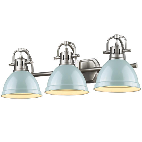 Duncan 3 Light Vanity In Pewter With Seafoam Steel Shade(s) (3602-BA3 PW-SF)