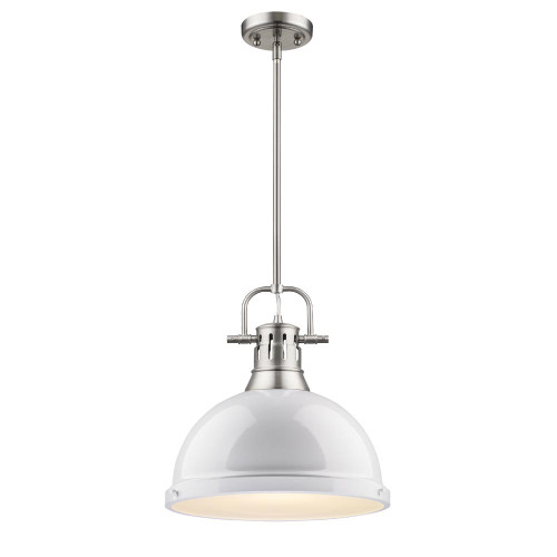 Duncan 1 Light Pendant In Pewter With White Steel Shade(s) (3604-L PW-WH)