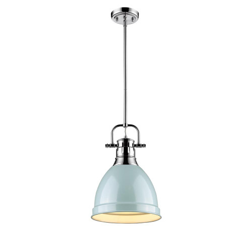 Duncan 1 Light Mini Pendant In Chrome With Seafoam Steel Shade(s) (3604-S CH-SF)
