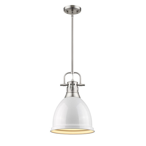 Duncan 1 Light Mini Pendant In Pewter With White Steel Shade(s) (3604-S PW-WH)